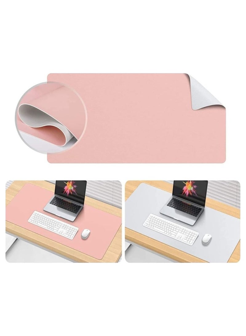 SKY-TOUCH Double-Sided PU Leather Mouse Pad, Waterproof, Non-Slip, Multi-Use | 80x40cm | Pink and Silver - Image 3