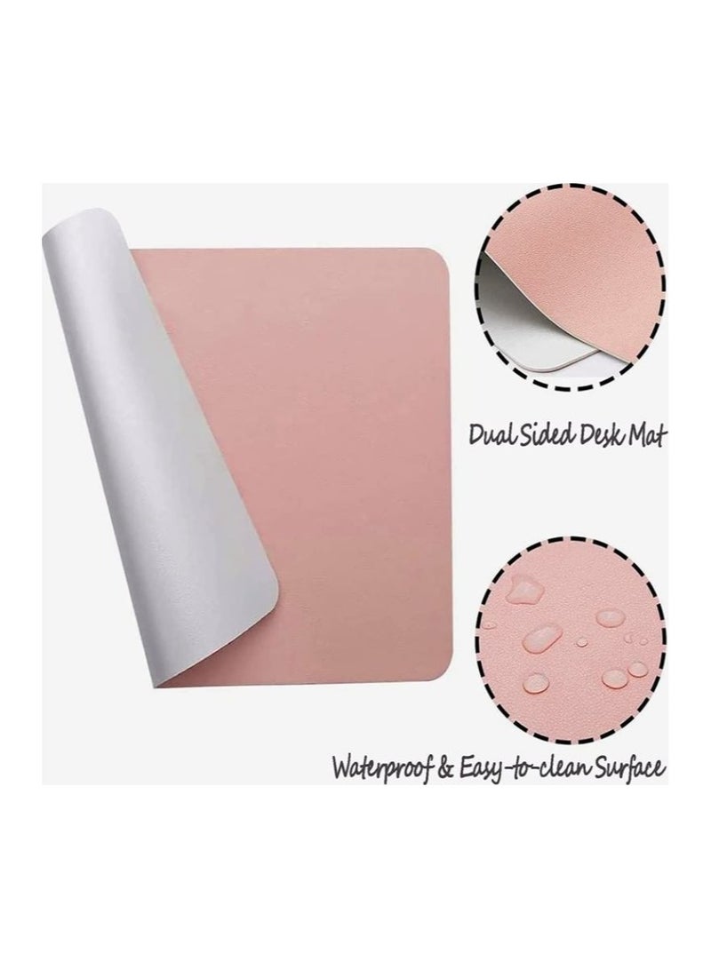 SKY-TOUCH Double-Sided PU Leather Mouse Pad, Waterproof, Non-Slip, Multi-Use | 80x40cm | Pink and Silver - Image 2