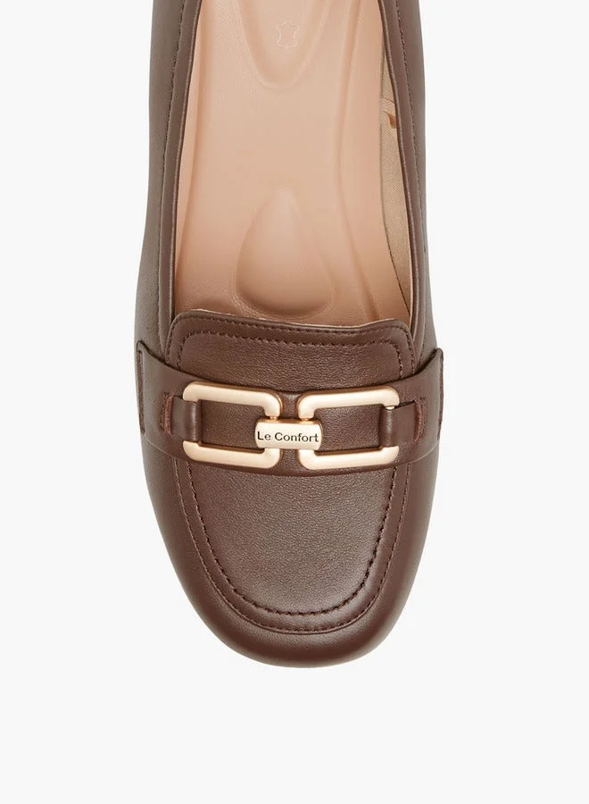 Le Confort Metal Accent Slip-On Loafers with Wedge Heel