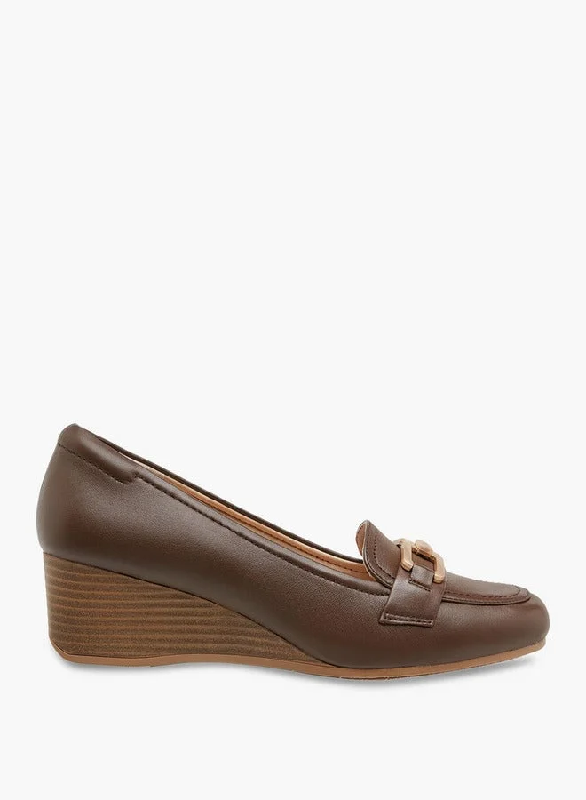 Le Confort Metal Accent Slip-On Loafers with Wedge Heel