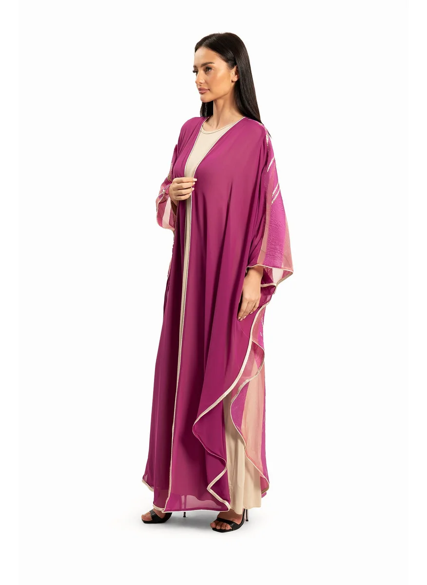 وي كرييت Women Purple Kaftan with Transparent Sleeves By WECRE8