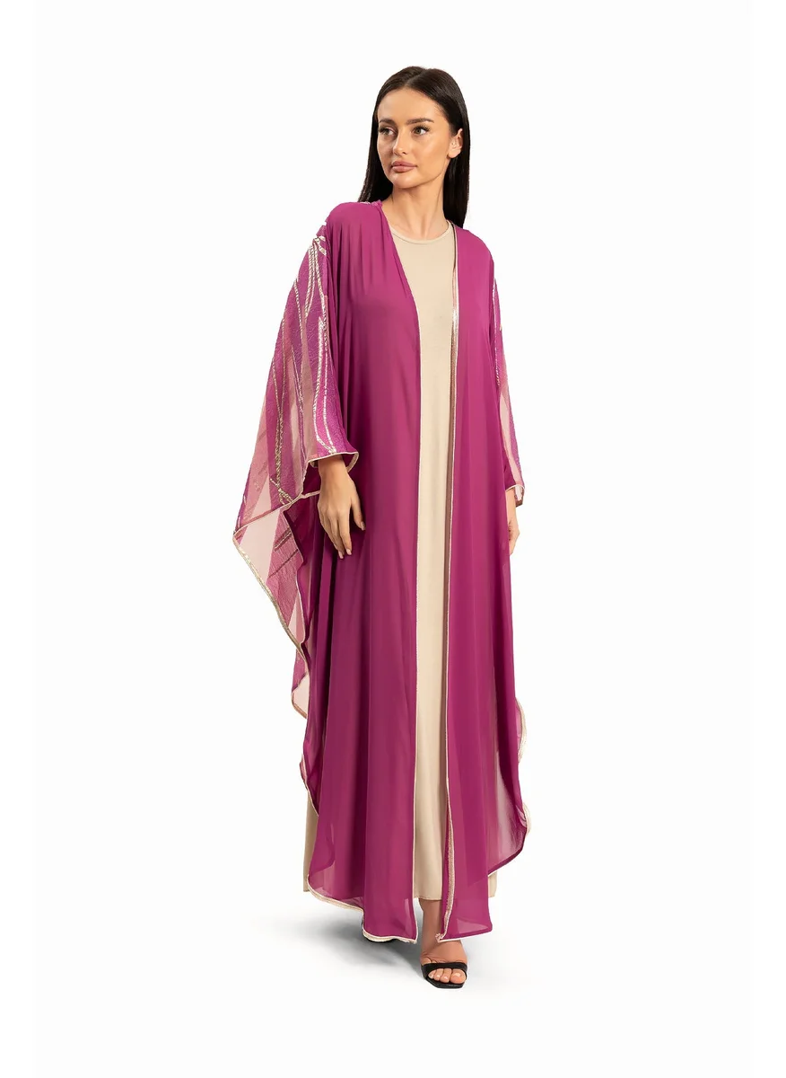 وي كرييت Women Purple Kaftan with Transparent Sleeves By WECRE8
