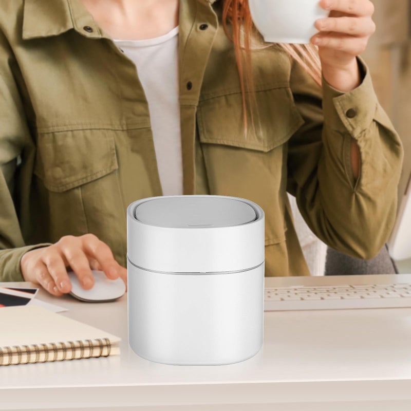 Mini Trash Can With Lid 14x13.5Cm Small Desktop Waste Bin With 4 Rolls Trash Bags - Image 4