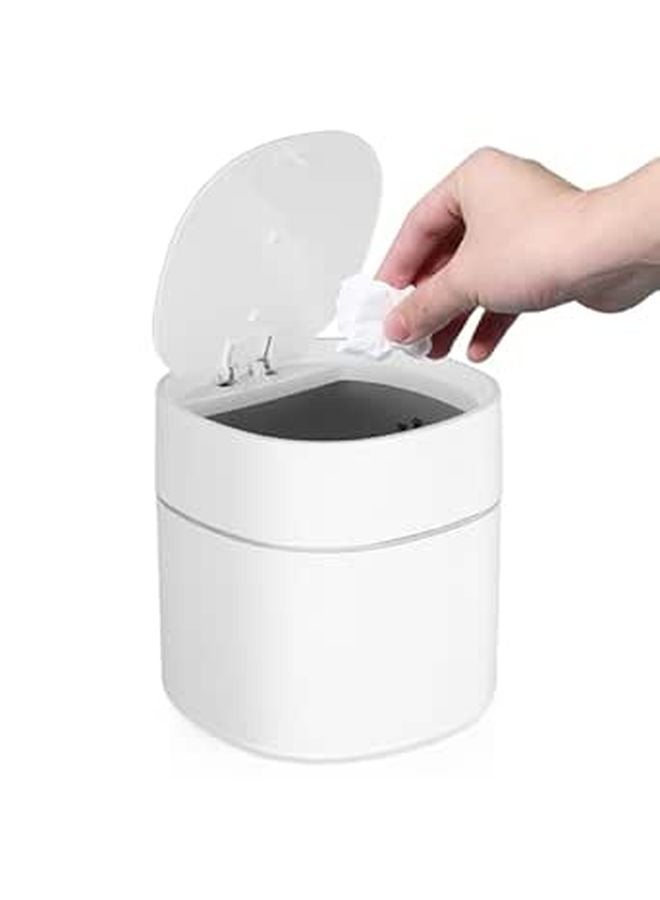 Mini Trash Can With Lid 14x13.5Cm Small Desktop Waste Bin With 4 Rolls Trash Bags - Image 1