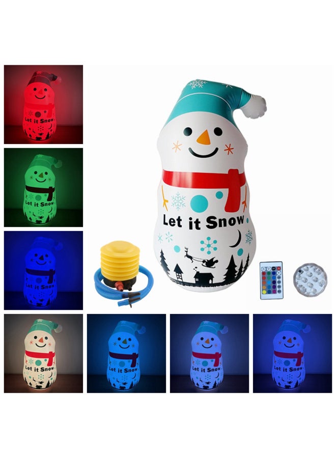 Cross Border Snowman Santa Claus Toy Tumbler  Pumpkin Man Party Decoration Gas Model-Color:Luminous Snowman Tumbler Plus Little Foot Pump - Image 1