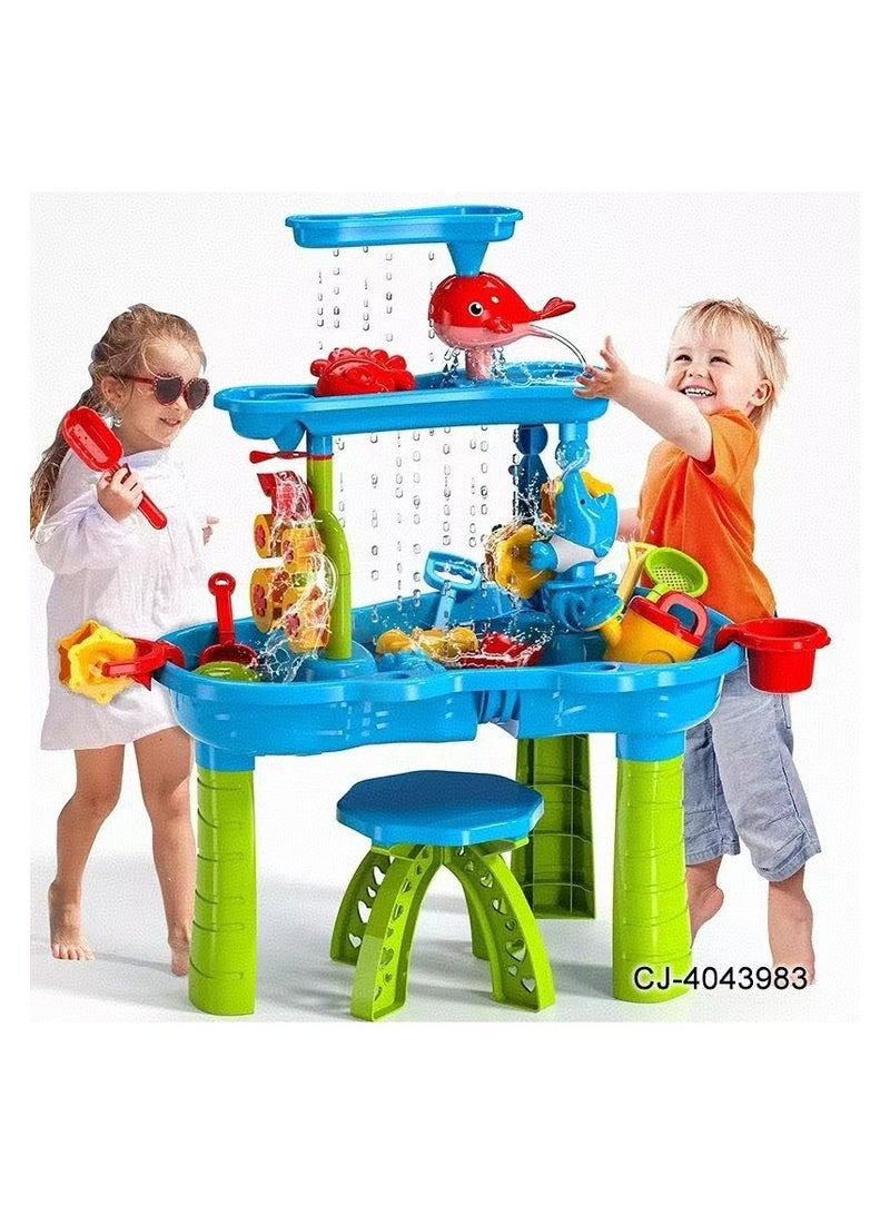 DELGREEN Kids Water Table Sand Water Table Sport Outdoor Toys for Toddlers Kids Water Game Tables Summer Beach Toys Birthday Gifts Toys for Boys Girls 3-9 years old  - Image 1