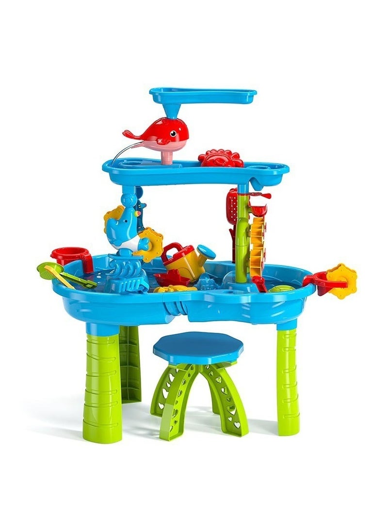 DELGREEN Kids Water Table Sand Water Table Sport Outdoor Toys for Toddlers Kids Water Game Tables Summer Beach Toys Birthday Gifts Toys for Boys Girls 3-9 years old  - Image 2