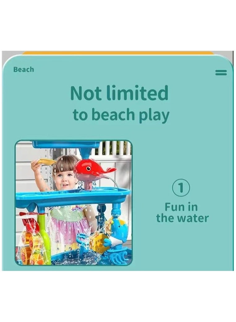 DELGREEN Kids Water Table Sand Water Table Sport Outdoor Toys for Toddlers Kids Water Game Tables Summer Beach Toys Birthday Gifts Toys for Boys Girls 3-9 years old  - Image 3
