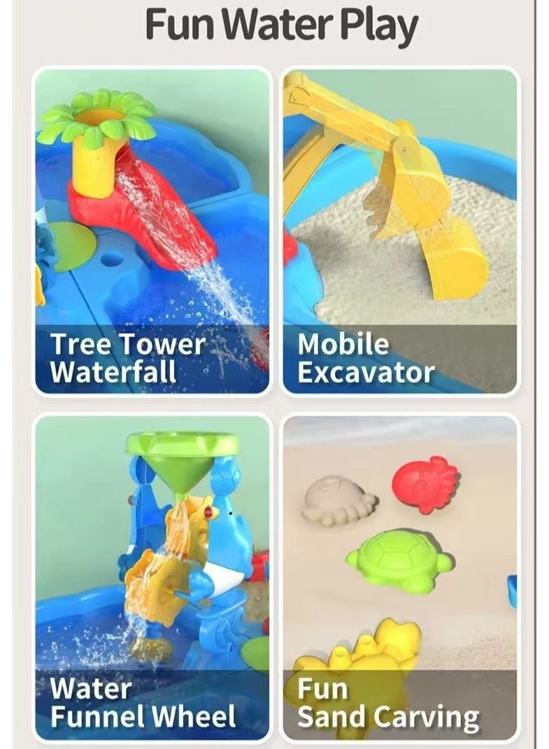 DELGREEN Kids Water Table Sand Water Table Sport Outdoor Toys for Toddlers Kids Water Game Tables Summer Beach Toys Birthday Gifts Toys for Boys Girls 3-9 years old  - Image 5