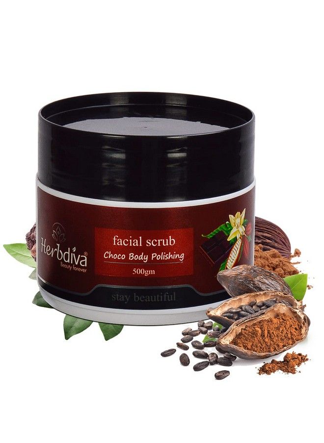 Herbdiva Choco Body Polishing Facial Scrub 500Gm ; Removes Tan Blackheads & Dirt Soft & Smooth Skin ; Enriched With Sweet Almond Oil & Vitamin C - Image 3