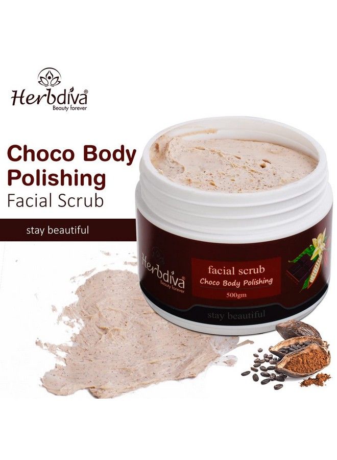 Herbdiva Choco Body Polishing Facial Scrub 500Gm ; Removes Tan Blackheads & Dirt Soft & Smooth Skin ; Enriched With Sweet Almond Oil & Vitamin C - Image 4