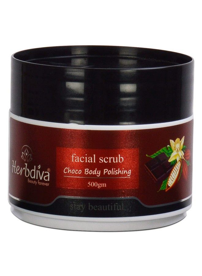 Herbdiva Choco Body Polishing Facial Scrub 500Gm ; Removes Tan Blackheads & Dirt Soft & Smooth Skin ; Enriched With Sweet Almond Oil & Vitamin C - Image 1