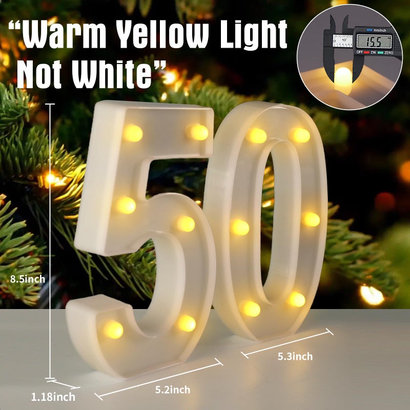 Funsky 50th Birthday Decorations Woman Man,Marquee Numbers for 50th Wedding Anniversary Decorations,Light Up Numbers 50 Sign for Party Backdrop Wall Decor,50 Birthday Centerpieces Table Decoration - Image 2