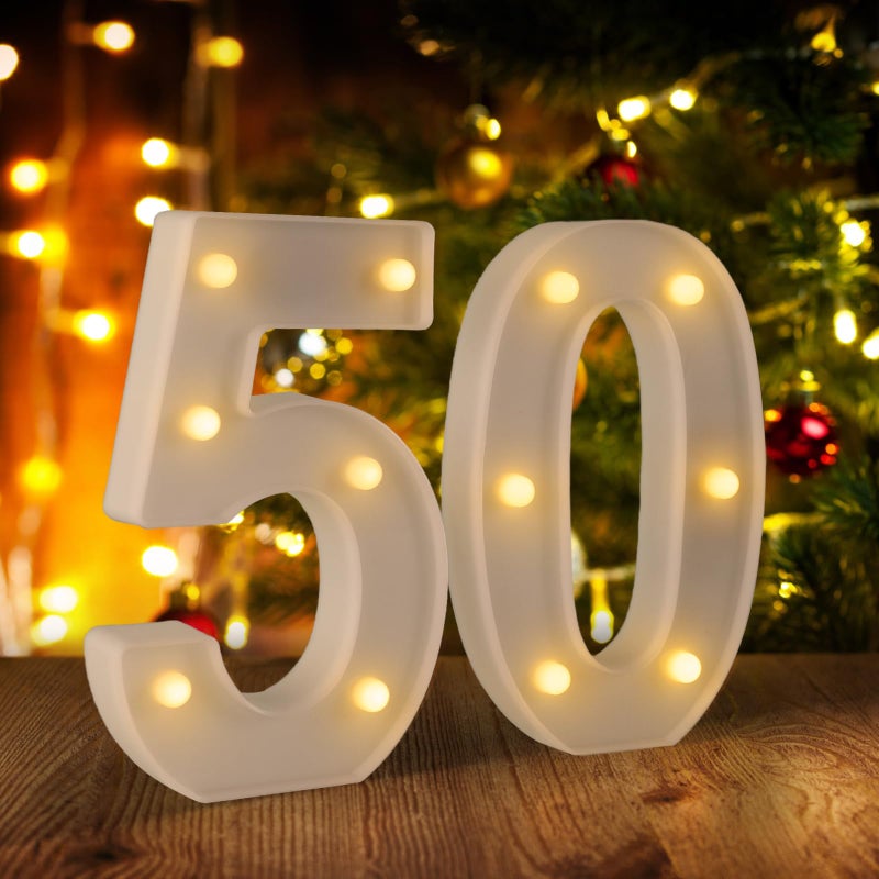 Funsky 50th Birthday Decorations Woman Man,Marquee Numbers for 50th Wedding Anniversary Decorations,Light Up Numbers 50 Sign for Party Backdrop Wall Decor,50 Birthday Centerpieces Table Decoration - Image 1