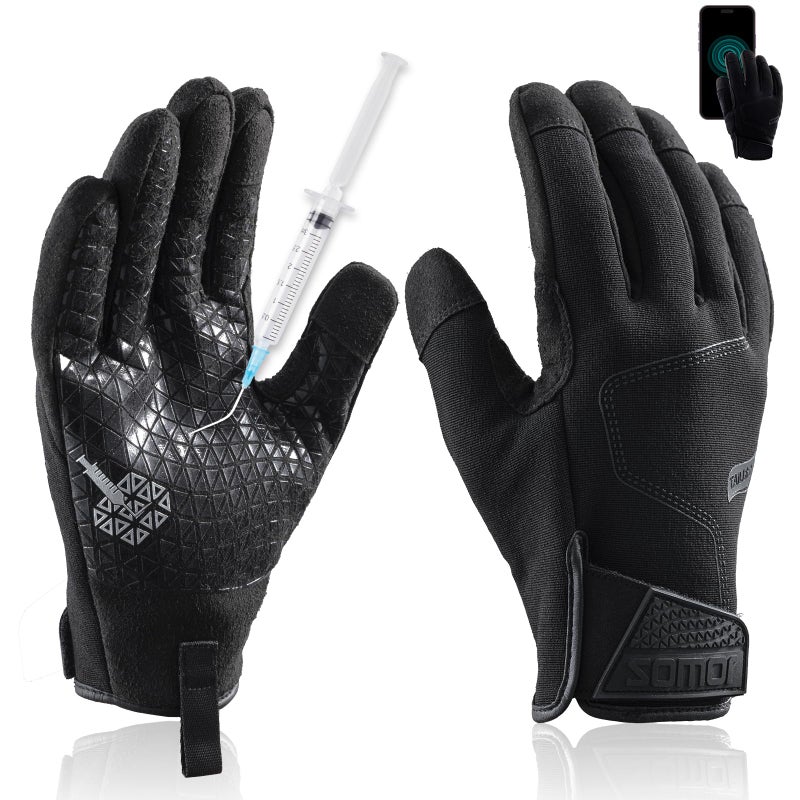 TAILI Level 3 Needle, Level 5 Puncture Resistant Men Work Gloves, Grip Enhanced A7 Cut Resistant Safety Gloves, Touchscreen and Breathable, Black, Large (L), 1 Pair - Image 1