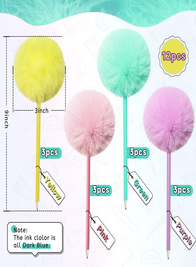 SBYURE 12 Pack Pom Pom Ballpoint Pen Colorful Fluffy Ball Pen Cute Fluffy Pen Pom Pom Pens for Girls Party Supplies,Gift Pen Cute Stationery and Office Supplies - Image 2