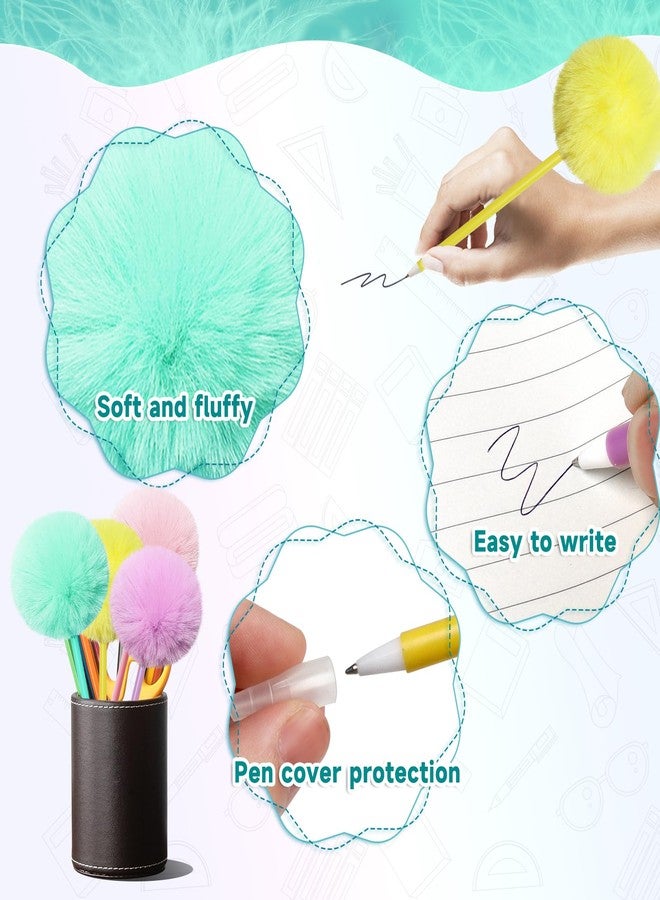 SBYURE 12 Pack Pom Pom Ballpoint Pen Colorful Fluffy Ball Pen Cute Fluffy Pen Pom Pom Pens for Girls Party Supplies,Gift Pen Cute Stationery and Office Supplies - Image 3
