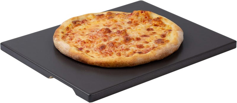 ROCKSHEAT حجر البيتزا، طلاء سيراميكي 15"x12" حجر بيتزا مستطيل للفرن والشواية والشواء، حجر خبز سهل التنظيف مع 4 مقبض مدمج فريد - Image 1