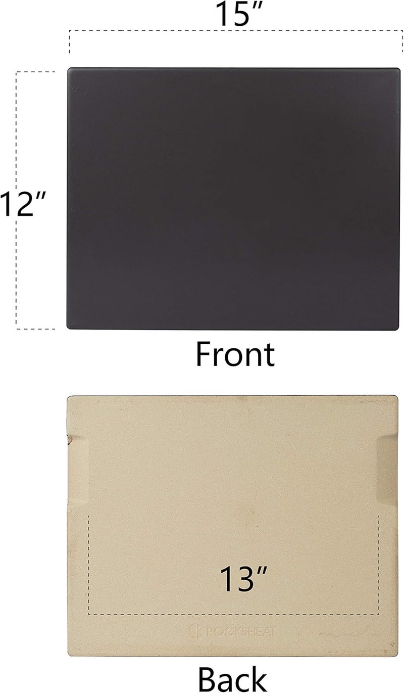 ROCKSHEAT حجر البيتزا، طلاء سيراميكي 15"x12" حجر بيتزا مستطيل للفرن والشواية والشواء، حجر خبز سهل التنظيف مع 4 مقبض مدمج فريد - Image 4