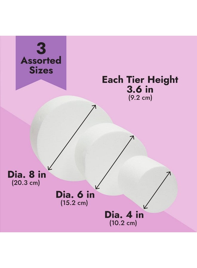 Bright Creations 3 Piece Round Foam Cake Dummy Set for Decorating, Faux Cake in 3 Sizes for Birthday, Wedding Display (10.8 Inches Tall) - Image 5