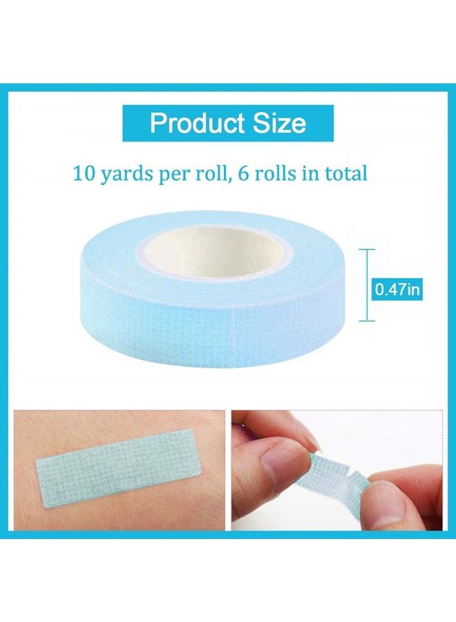 EBANKU 6 Rolls Eyelash Extension Tape EBANKU Adhesive Breathable Blue Lash Tape Micropore Fabric Under Eye Tape for Eyelash Extension Supply 10 Yard Each Roll (Blue) - Image 5