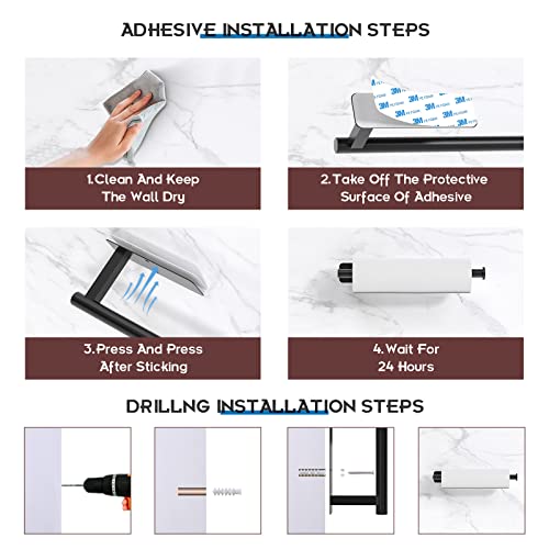 ASTOFLI Paper Towel Holder Under Cabinet No Drilling, Self Adhesive Paper Towel Holder Wall Mount for Kitchen Rack, Under Counter Napin Holder No Drill, 304 Stainless Steel Matte Black - Image 5