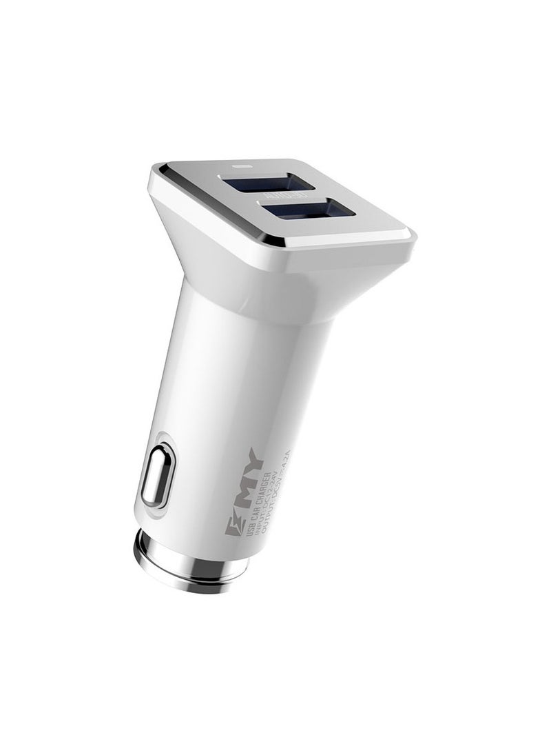 EMY MY-115, 2xUSB, 4.2A, 21WTurbo Car Charger (White) - Image 2