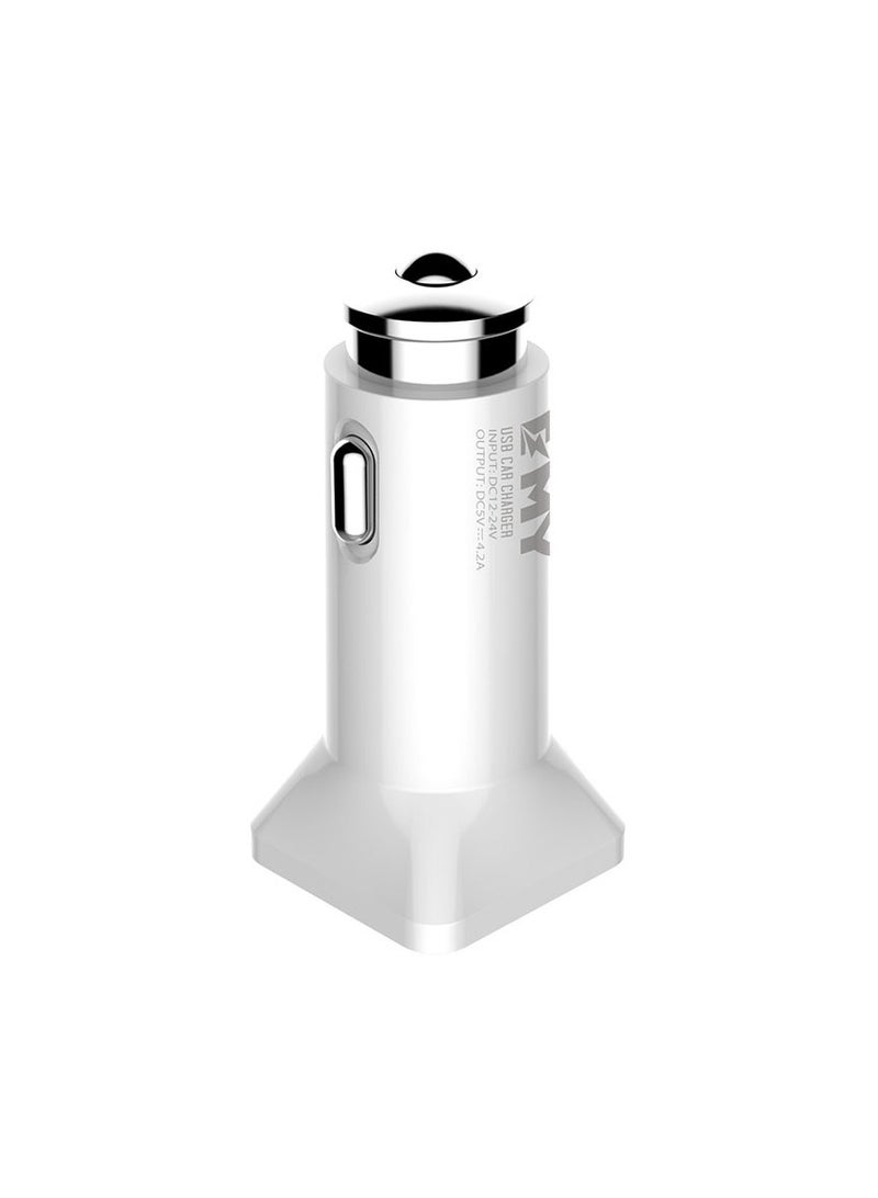 EMY MY-115, 2xUSB, 4.2A, 21WTurbo Car Charger (White) - Image 4