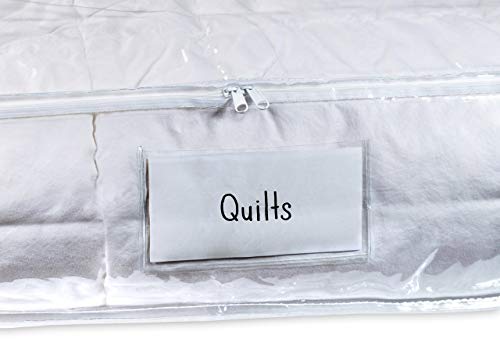 Masirs Clear Underbed Storage Bag, Durable Vinyl Material to Shield Your Contents from Dust, Dirt and Moisture, Easy Gliding Zipper for Easy Access and Label Pocket for Easy Identification, (2-Pack) - Image 3