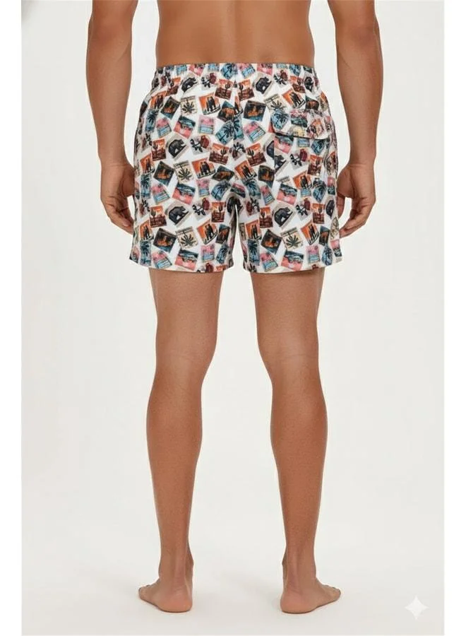 Bad Bear  Postage Stamps White Men's Swim Shorts. for Men | Best Price UAE