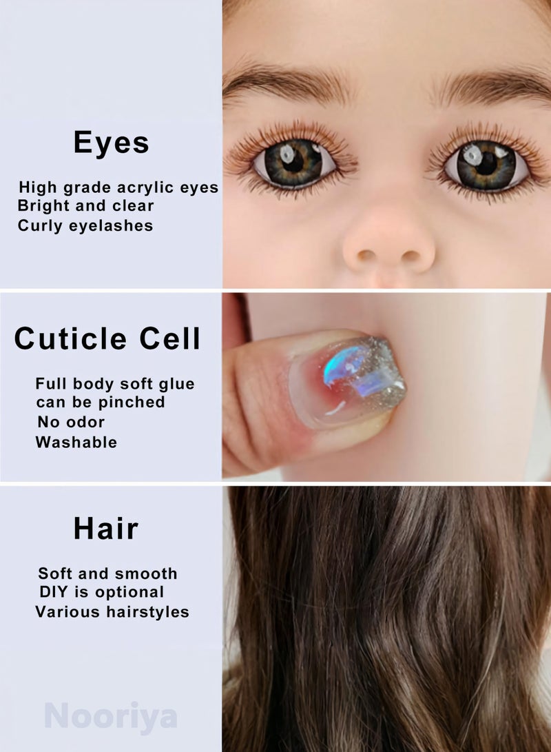 نُورِيَّة دمية للأطفال حديثي الولادة تشبه الطفل الحقيقي من السيليكون الناعم مقاس 60.96 سم مع ملابس للدمية ولعبة مخملية لسن 3 سنوات فما فوق. - Image 4