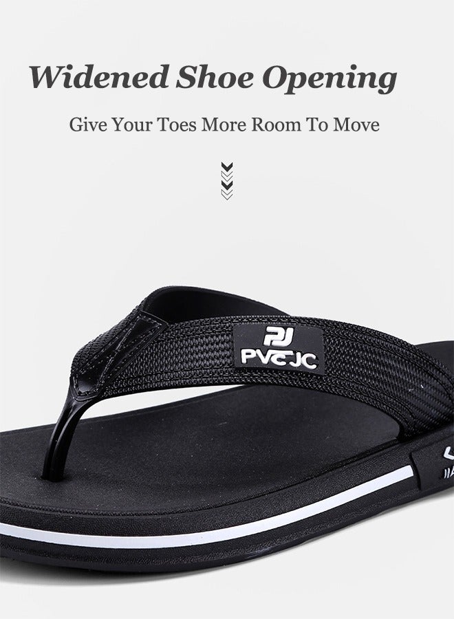 PJ Stylish And Comfortable Men's Flip Flops, Anti-Odor And Non-Slip Sandals, Non-Slip Shower Slippers - Men's Lightweight Slippers, Size 42-43, Black, Indoor Or Outdoor Use  - Image 3