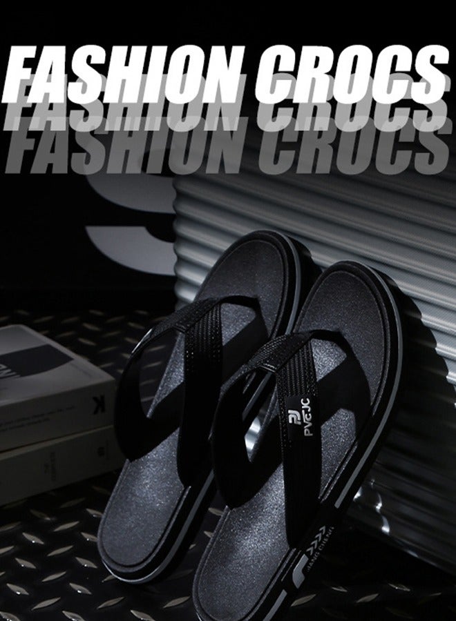 PJ Stylish And Comfortable Men's Flip Flops, Anti-Odor And Non-Slip Sandals, Non-Slip Shower Slippers - Men's Lightweight Slippers, Size 42-43, Black, Indoor Or Outdoor Use  - Image 5