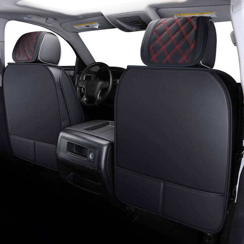 Aierxuan Chevy Chevrolet Silverado GMC Sierra Front Seat Covers Pickup Custom Fit 2007-2026 1500 2500HD 3500HD Crew Double Extended Cab Waterproof Leather Protectors (2 PCS Front, Black-Red) - Image 3