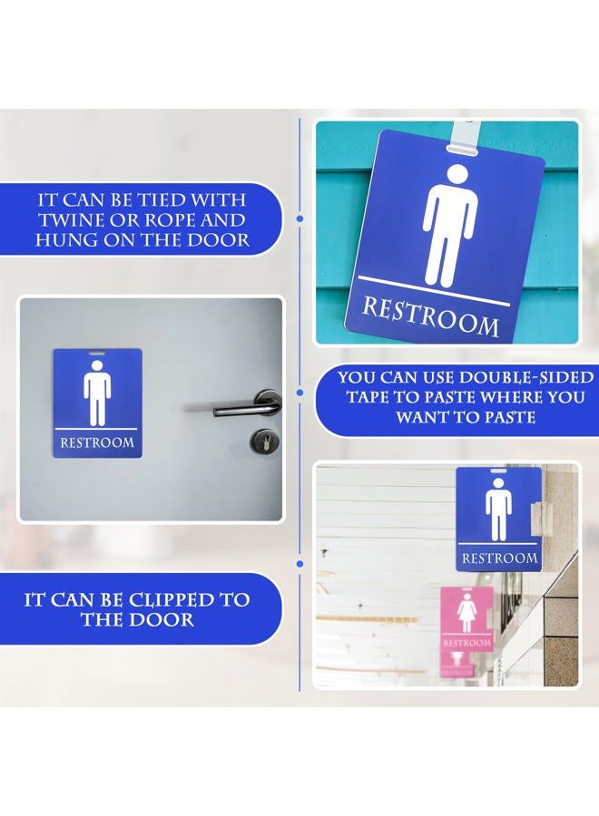 Fuyoooo 6 Set Bathroom Pass Restroom Pass with Key Holder Keychain with Lanyard PVC Blue and Pink Restroom Passes for Classrooms Women Men Students School Supplies - Image 4