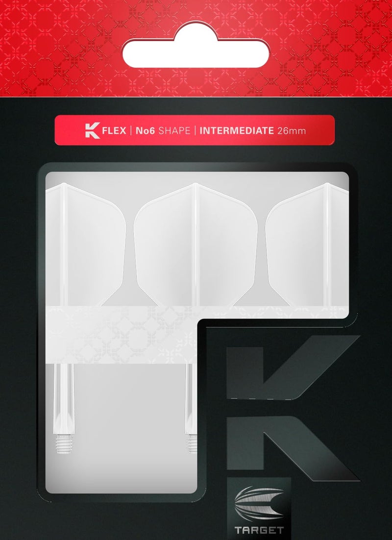 Target Darts K Flex Integrated Dart Flights and Shafts, No.6 White (Intermediate) | Pack of 3 K-Flex - No6, Kflex All in One Moulded Dart Flight & Stem | Professional Dart Accessories - Image 1