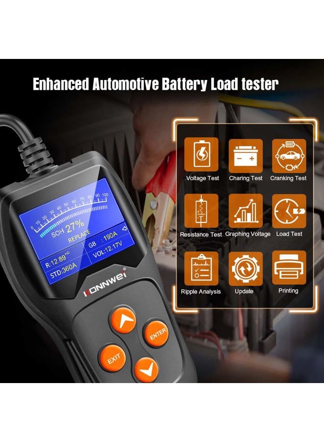Konnwei KW600 12V Automotive Battery Tester Professional 100-2000 CCA 220AH Car Battery Load Analyzer and Alternator Tester for Car/Boat/Motorcycle - Image 2