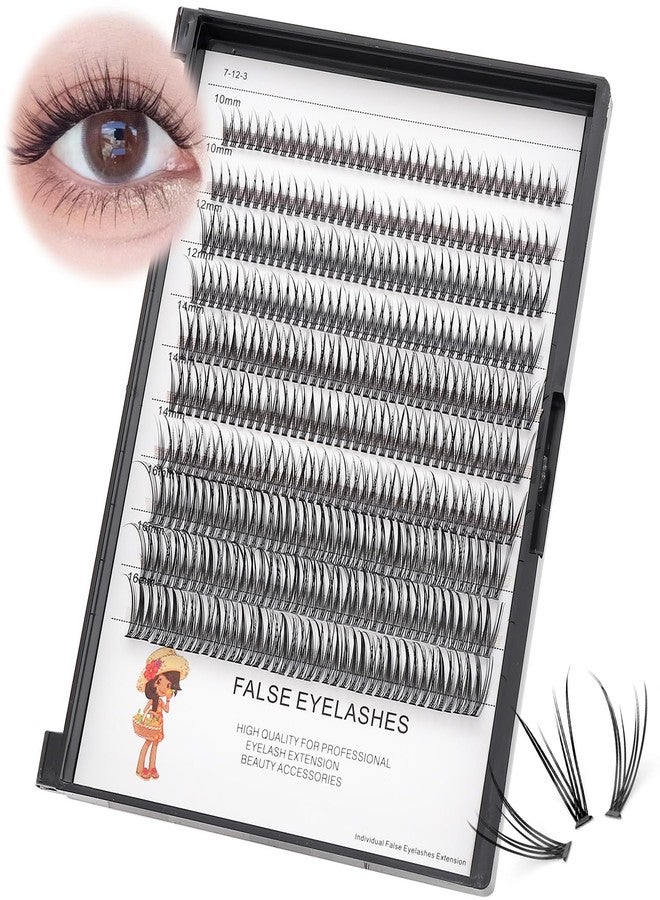 Bodermincer 400pcs D Curl Lash Clusters 8-10-12-14mm/10-12-14-16mm MIX Fish Tail Lash Cluster Premade Volume Lash Fans Volume Lashes Knotted (Black 8-10-12-14mm MIX) - Image 2
