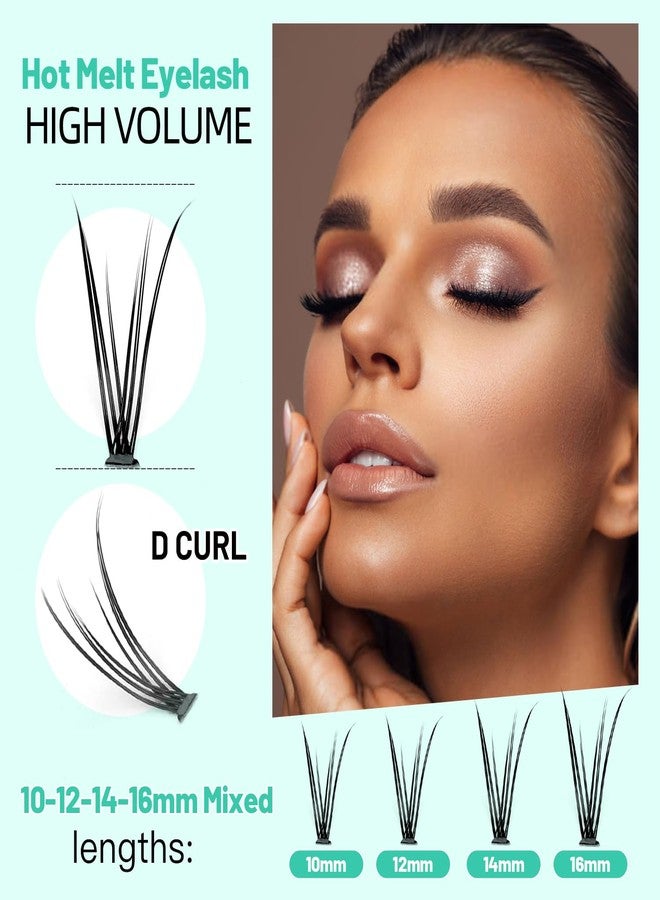 Bodermincer 400pcs D Curl Lash Clusters 8-10-12-14mm/10-12-14-16mm MIX Fish Tail Lash Cluster Premade Volume Lash Fans Volume Lashes Knotted (Black 8-10-12-14mm MIX) - Image 5