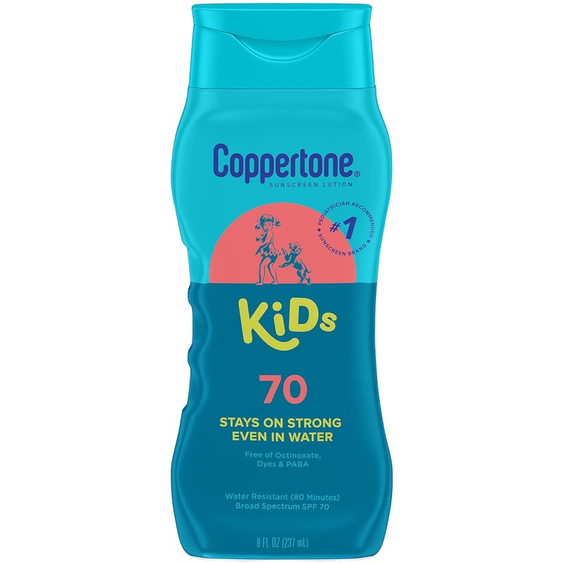 Coppertone Kids Sunscreen Lotion SPF 70, Water Resistant Sunscreen for Kids, 8 Fl Oz Bottle - Image 1
