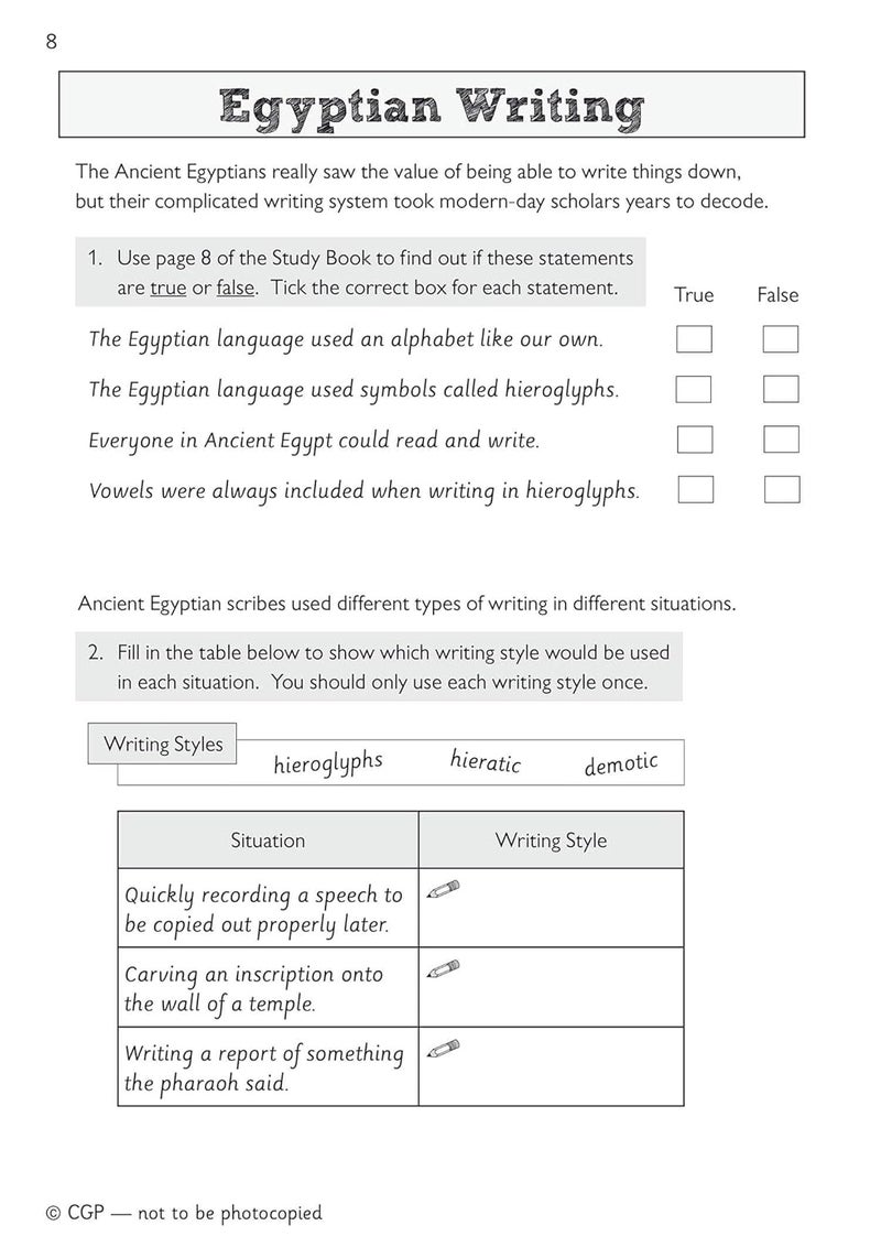 Coordination Group Publications Ltd (CGP) New KS2 Discover & Learn: History - Ancient Egyptians Activity Book KS2 History) - Image 4
