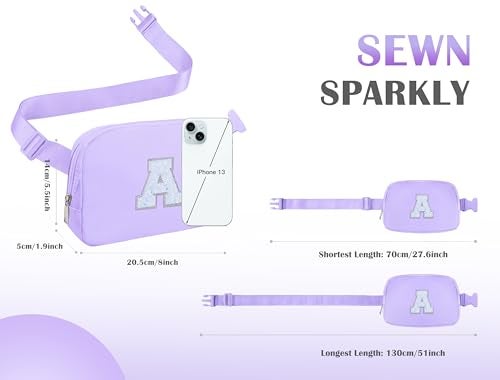 COSHAYSOO Christmas Birthday Gifts for 6 7 8 9 10 11 12 13 Year Old Girls Purple Purse Fanny Pack Initial Crossbody Belt Bag 6-8 8-10 10-12 8-12 Tween Preteen Teen Girl Cute Girly Stuff Letter A - Image 5