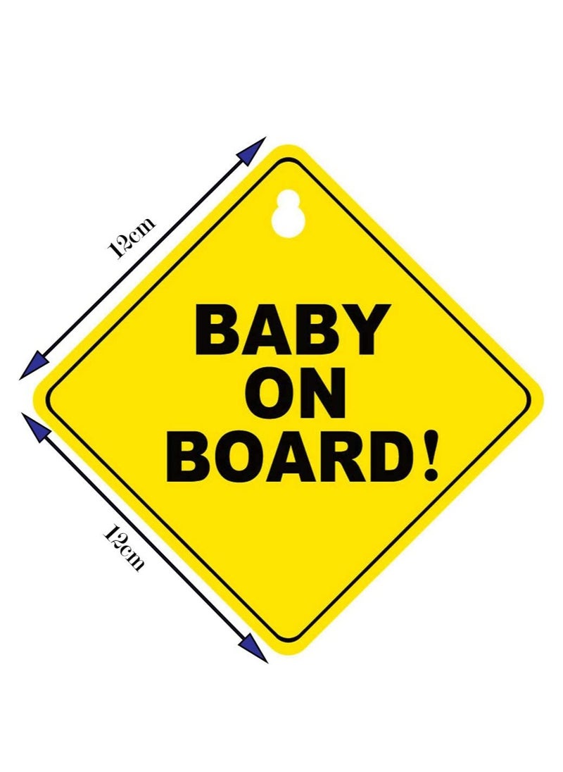 Rubik Baby on Board Car Sign, Kids Safety Warning Sign with Suction Cup for Car Rear Window, Reflective Vehicle Car Signs Pack of 2(12x12cm)  - Image 2
