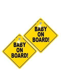 Rubik Baby on Board Car Sign, Kids Safety Warning Sign with Suction Cup for Car Rear Window, Reflective Vehicle Car Signs Pack of 2(12x12cm)  - Image 1