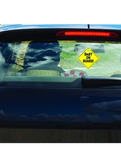 Rubik Baby on Board Car Sign, Kids Safety Warning Sign with Suction Cup for Car Rear Window, Reflective Vehicle Car Signs Pack of 2(12x12cm)  - Image 4
