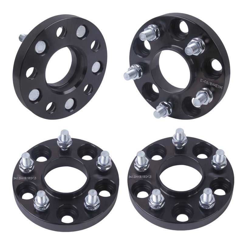 ZY WHEEL 5x455x1143 20mm 08 Hubcentric Wheel Spacers 4pcs 661mm Bore 12x125 Studs Black Compatible for Nissan 240SX Sentra 350z 370z Altima Maxima Rogue Murano Infiniti G35 FX35 FX50 Q60