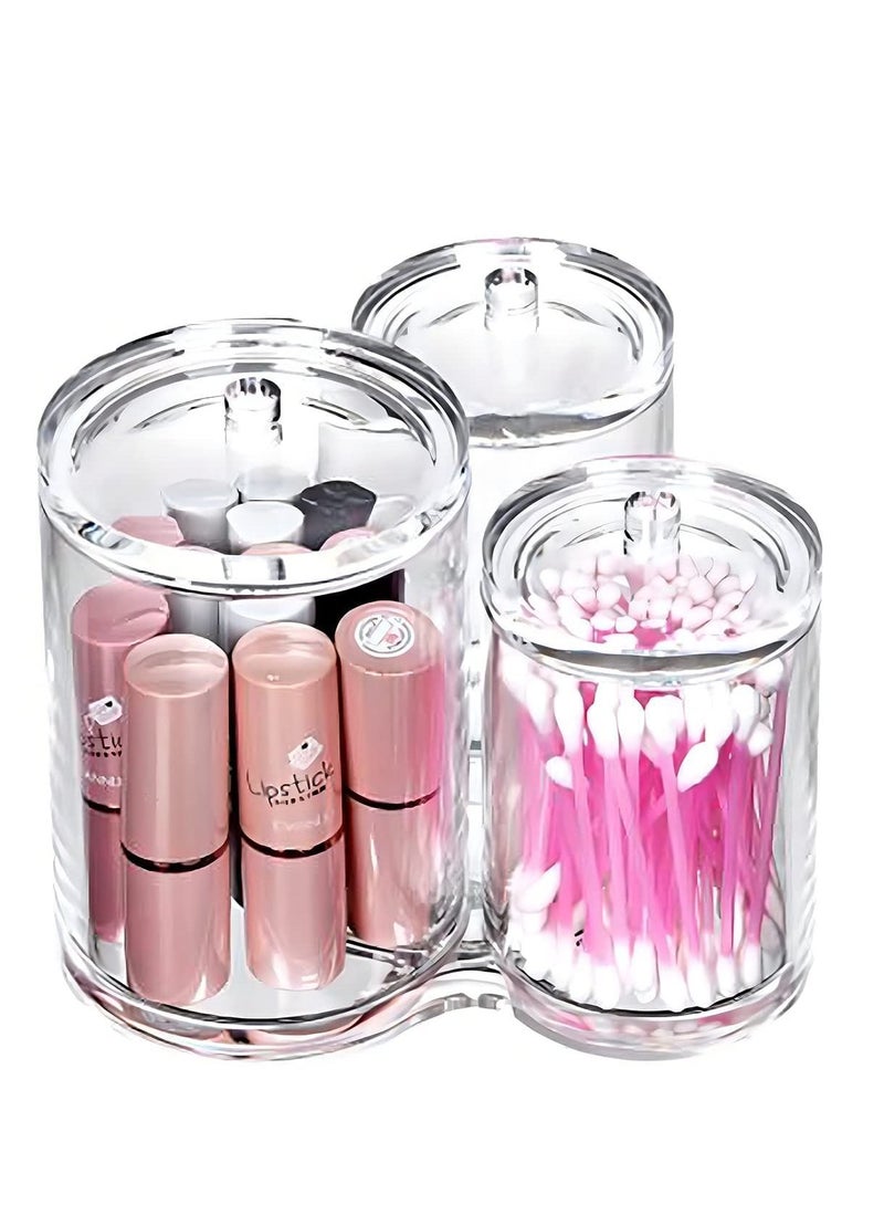 Connected Compartments 100% Acrylic Cotton Bud and Ball Holder - Cosmetic Storage Makeup Organizer - Bath Accessory - Image 1
