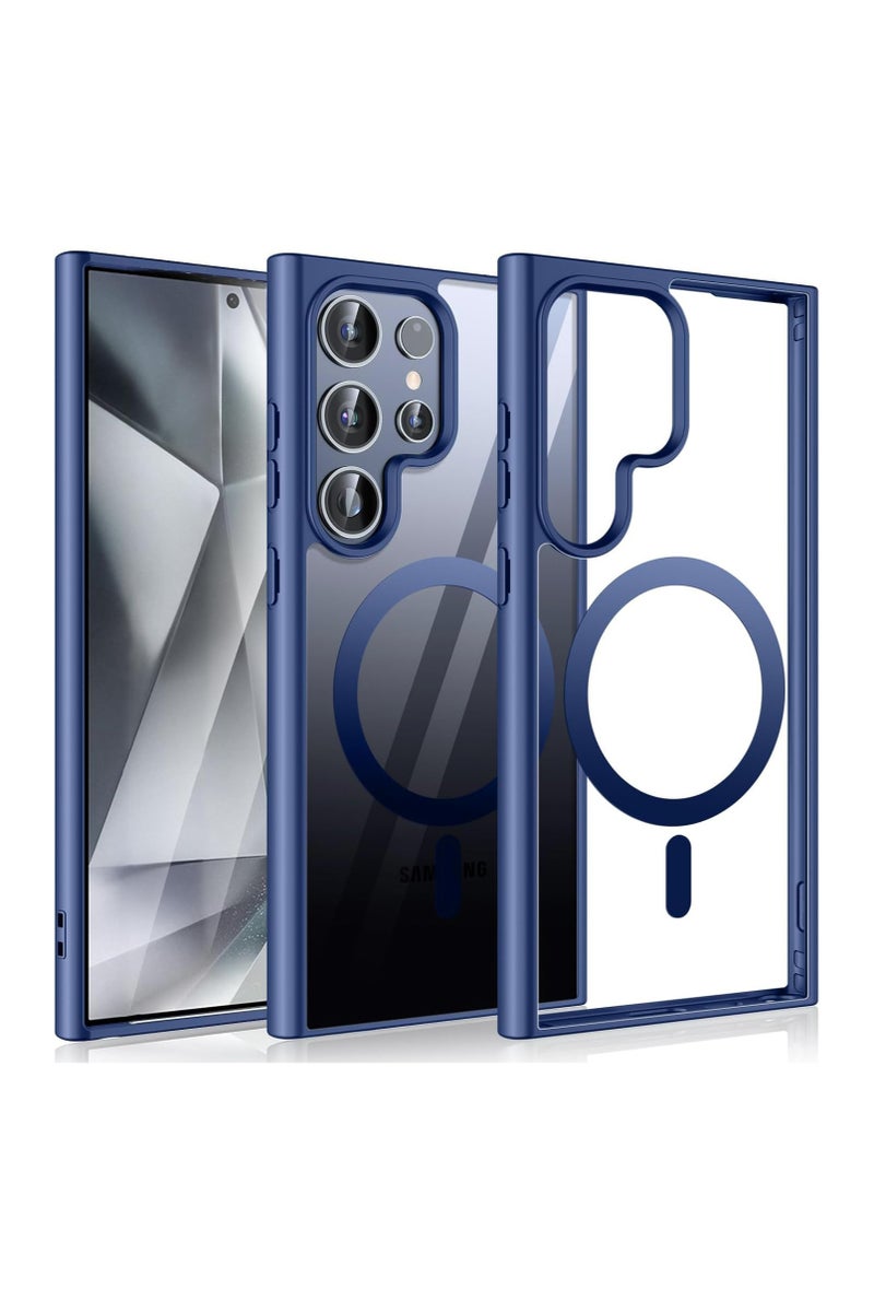 Denx Magnetic Clear Case for Samsung Galaxy S25 Ultra [Compatible with MagSafe] , Slim Clear Bumper Back Cover for Samsung S25 Ultra (Navy Blue)