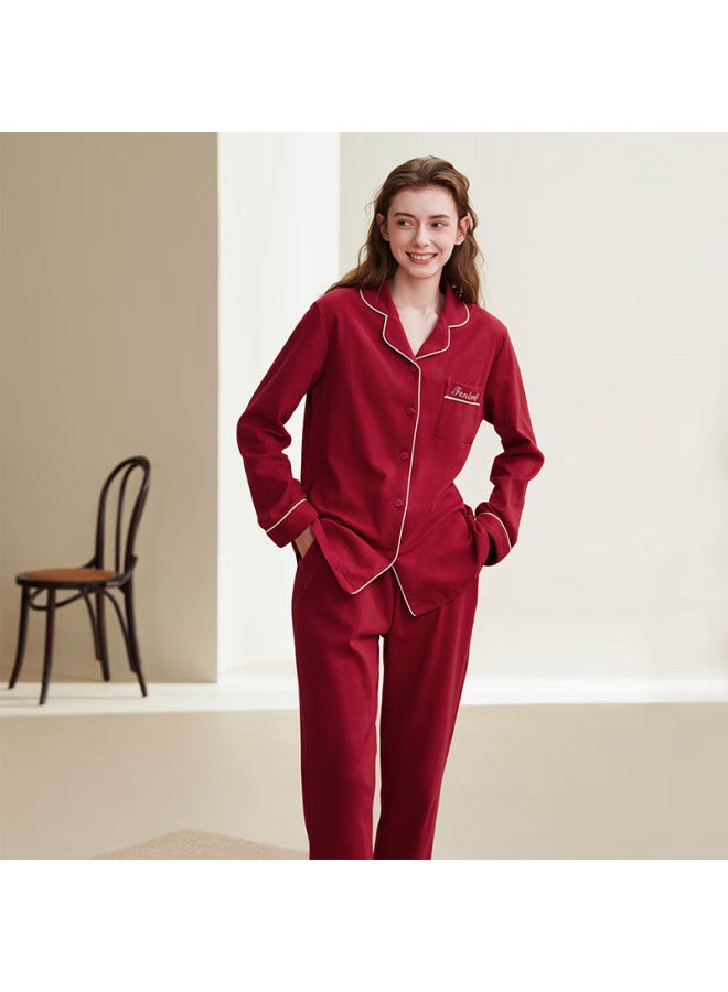 Fenton Fenteng Red Pajamas, Autumn And Winter Couple's New Style Red Wedding Pure Cotton Loungewear, Large Size For Men And Women, Zodiac Year Set - Image 2