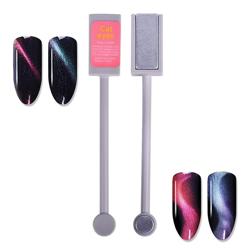 BOZLIN 2 Pcs 3D Cat Eyes Nail Art Magnetic Pen Set Double Head Magnet Stick UV Gel Magic Manicure Tools For DIY - Image 3